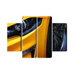 Multi-part Image of the Front of a Yellow Sports Car