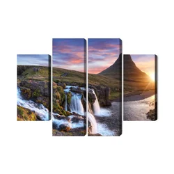 Multi-part Picture Kirkjufell Mountain With Waterfalls