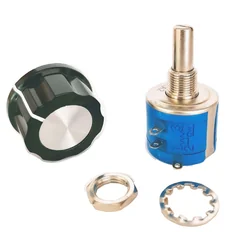 Multiturn potentiometer 10k SR PASSIVES, 2W, as 13 mm met draaiknop met flens SR PASSIVES, bakeliet, 6,35 mm, D24x16 mm