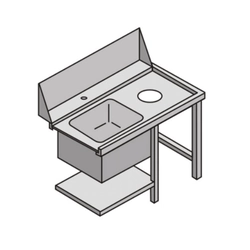 Nakladalna miza za pomivalni stroj s predelkom za pomivalno korito in odprtino za odpadke COOKPRO 450020002 450020002