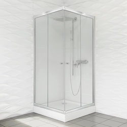 Neliönmuotoinen suihkukaappi Duso 90x90x184 - läpinäkyvää lasia
