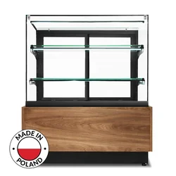 Neutrale Süßwarenvitrine Dolce Visione Breve Neutro Premium 1300 | beleuchteter Sockel | reduzierte Version | 1300x670x1110+/-1