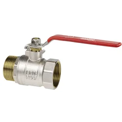 Nickel plated standard ball valve with choke, PN16, 3/4 inch PN16 with steel lever, version N-W,16 bar/120C