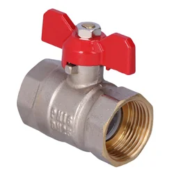 Nickel plated standard ball valve with gland, PN16, 1 cal PN16 with butterfly, version N-N,16 bar/120C