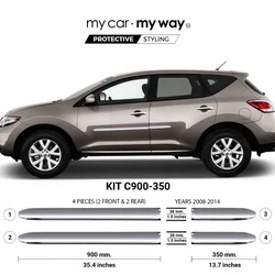 Nissan MURANO II Z51 - CHROME beschermende deurstrips