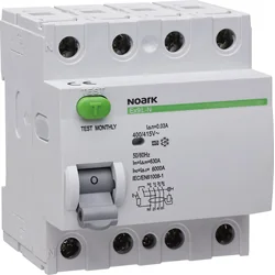 Noark NOARK Disjoncteur différentiel RCCB 4P 40A 0,03A Type AC Ex9L-N 108332