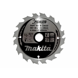 Нож за циркулярен трион Makita 136 x 20 mm | брой зъби: 16 db | ширина на рязане: 1,5 мм