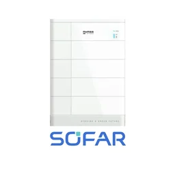 O armazenamento de energia SOFAR 12.5kWh contém (5*GTX 3000-H Bateria 2.5kWh e módulo de gerenciamento GTX 3000-BCU com base)