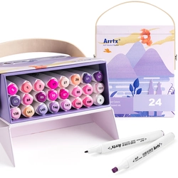 Oboustranné popisovače - fixy ARRTX Alp, 24 barev, fialový tón