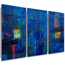 Obraz trzyczęściowy Deco Panel, Niebieska abstrakcja ręcznie malowana - 120x80
