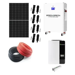 Off grid systeem 5KW met 14 Monokristallijne fotovoltaïsche panelen 380W, Batterij LifePo4 bms 11.7kWh, Growatt omvormer 5kW met wifi-module en accessoires