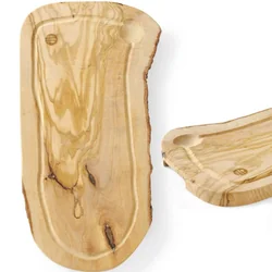 Olive wood serving board with groove 400 x 250 x 18 mm - Hendi 505212