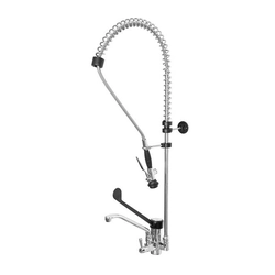 ONE HOLE PRE-RINSE UNIT WITH SWINGING SPOUT PLASTIC CLINICAL LEVER AND BASIC SHOWER HAND