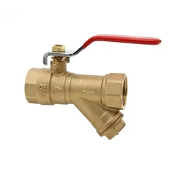 OPTI angle filter ball valve, with steel lever choke (DSt) brass 3/4 inch, PN25 threads W-W