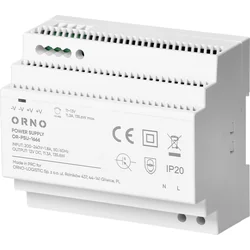 Orno DIN rail power supply, 12VDC, 11,3A, 135,6W, 6 modules