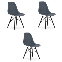 OSAKA καρέκλα από σκούρο σχιστόλιθο / μαύρα πόδια x 3