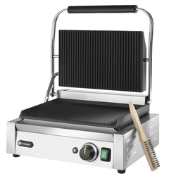 OUT Professional Panini Contact Grill Ribbed 34x23 Hendi 263655