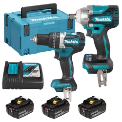 P0 combo set DHP484 impact wrench + DTW300 + 3x5Ah impact wrench Makita DLX2359TJ1