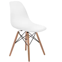 P016W PP chair, white, wooden legs