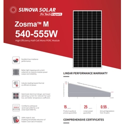 Painéis fotovoltaicos Sunova Zosma 550W, pedido mínimo 1 container