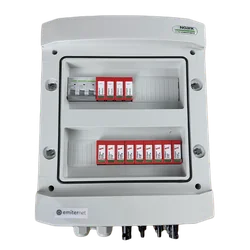 Painel de distribuição DCAC, IP65, SPD DC Dehn 1000V tipo 1+2, 3 x string PV, 3 x MPPT, SPD AC Dehn tipo 1+2, 50A 3-F