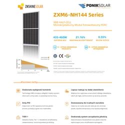 Panel solar ZNSHINE 450W MONOFACIAL, MEDIO CORTE, VIDRIO SIMPLE, GRAFENO, GALIUM