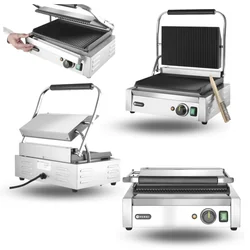 Panini Contact Grill Professionnel Moyen Nervuré 34x23 Hendi 263655