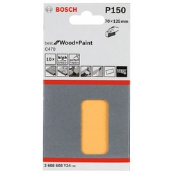 Papel de lija BOSCH C470, embalaje 10 piezas 70 X 125 mm,150
