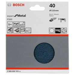 Papel de lija BOSCH F550, embalaje 5 piezas 115 mm,40