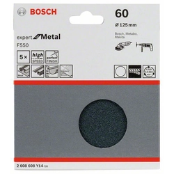 Papier abrasif BOSCH F550, emballage 5 pièces 125 millimètre,60
