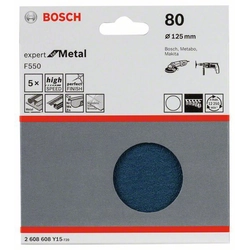 Papier abrasif BOSCH F550, emballage 5 pièces 125 millimètre,80