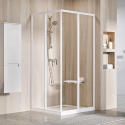 Paroi de douche rectangulaire Ravak Supernova, SRV2-75 195 S, blanc+verre transparent