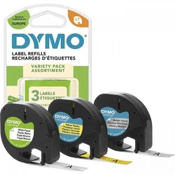 Páska DYMO LetraTag, černý tisk, 12mm (91241) sada 3ks