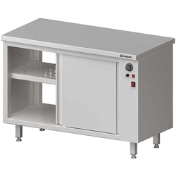 Pass-through table, with heating cabinet, sliding door 1300x600x850 mm