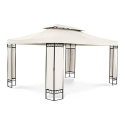 Pavillon, tente de jardin, gazebo 3x4m, beige