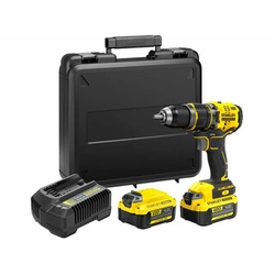 Perceuse-visseuse sans fil Stanley FatMax SFMCD721M2K-QW avec mandrin 18 V | 80 Nm | Carbone sans balais | 2 x 4 Ah batterie + chargeur | Dans une valise