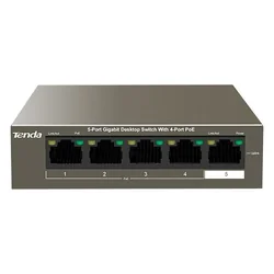 Перемикач 4 Gigabit PoE ports, без керування, 1 Uplink Gigabit port - Tenda TEG1105P-4-63W