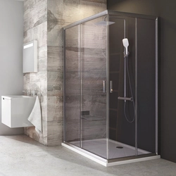 Perete cabină de duș dreptunghiulară Ravak Blix, BLRV2K-100, satinat+sticlă transparentă