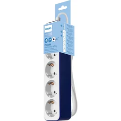 Philips PROLUNGA ALIMENTAZIONE PHILIPS SURGE POWER STRIP BIANCO-BLU 4 PRESE 1,5M CHP2145U/60