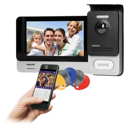 Philips WelcomeEye Connect 2, Set interfon video, receptor, color, ecran tactil LCD 7&quot;,, meniu OSD, WI-FI + APP pentru telefon,