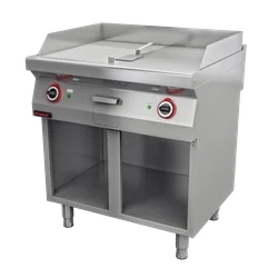 Piastra grill 1/2gł. + 1/2ryf. cromata 800 mm 9,6kW su base a giorno