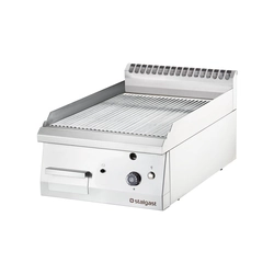 Piastra grill a gas, cromata, scanalata, P 6.5 kW, U230 V, G30