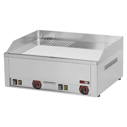 Piastra grill elettrica 65 cm | a coste lisce | cromo | Volpe Rossa