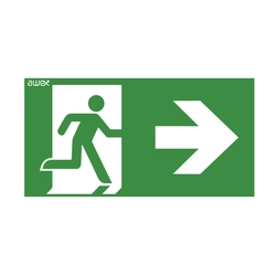 Pictogram 25 125x250 peasant boy in the door arrow right awex logo (ISO7010) Cat. No.:PS25