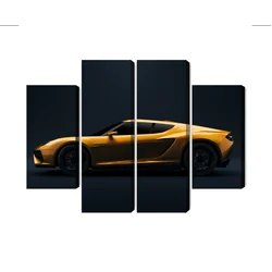 Pintura de carro esportivo amarelo com várias partes 3D