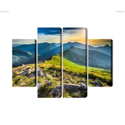 Pintura em várias partes Pôr do sol nas montanhas 3D