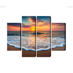 Pintura em várias partes Pôr do sol sobre o mar 3D