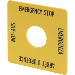 Placa de descrição da Eaton amarela 50 x 50mm PARADA DE EMERGÊNCIA SQT1 (058874)