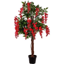 PLANTASIA Árbol artificial, 120 cm, glicina roja