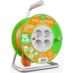 Plastrol haspel verlengsnoer Standard Line 25m H05VV-F 3x1 4xGS 10A oranje (W-98947)